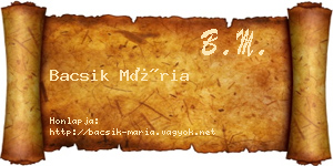 Bacsik Mária névjegykártya